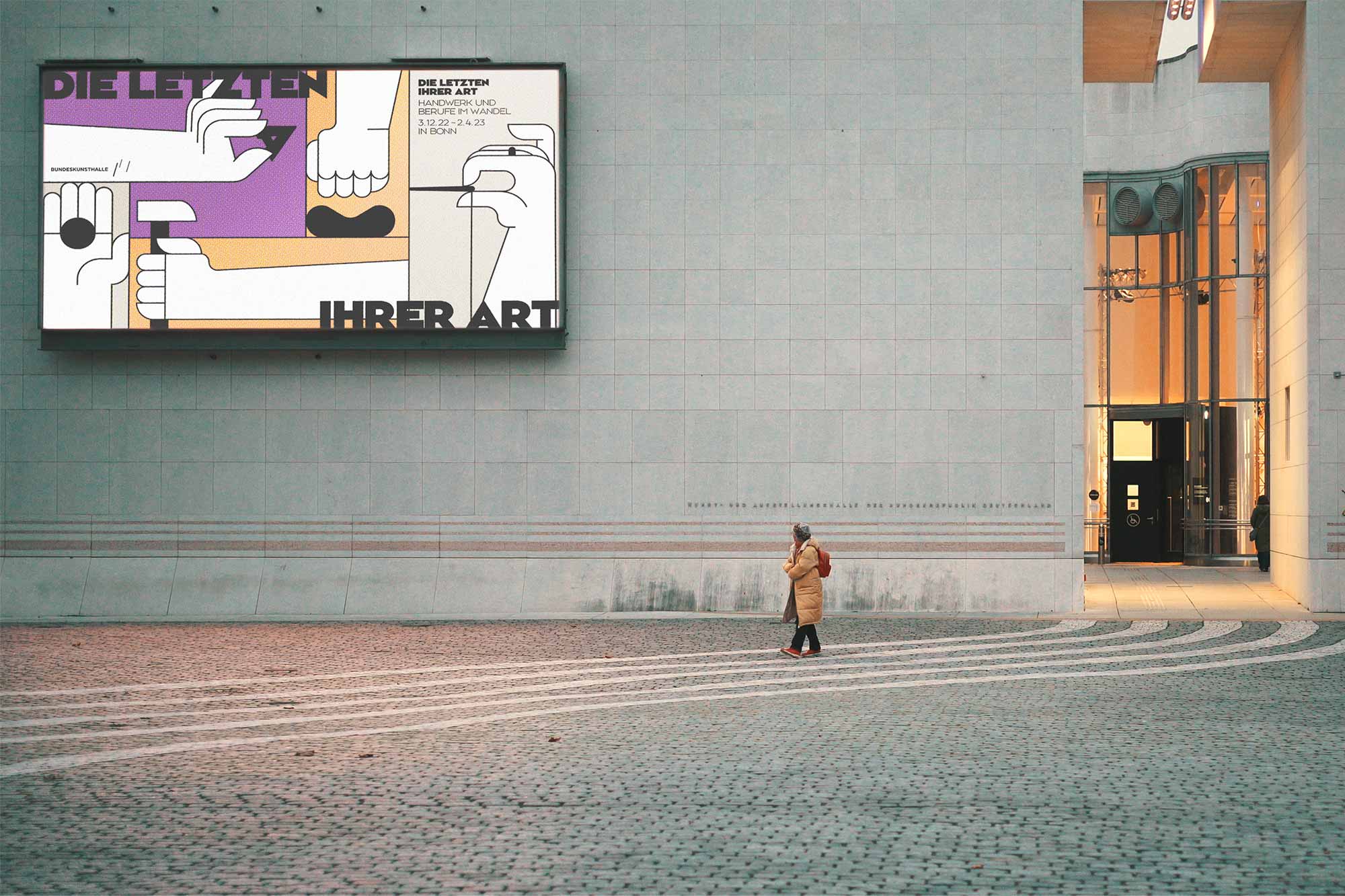 a big led-wall displaying an animated poster