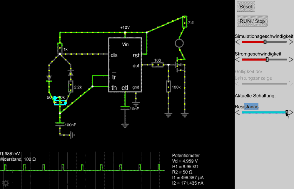 circuitjs sketch of a pwm-circuit