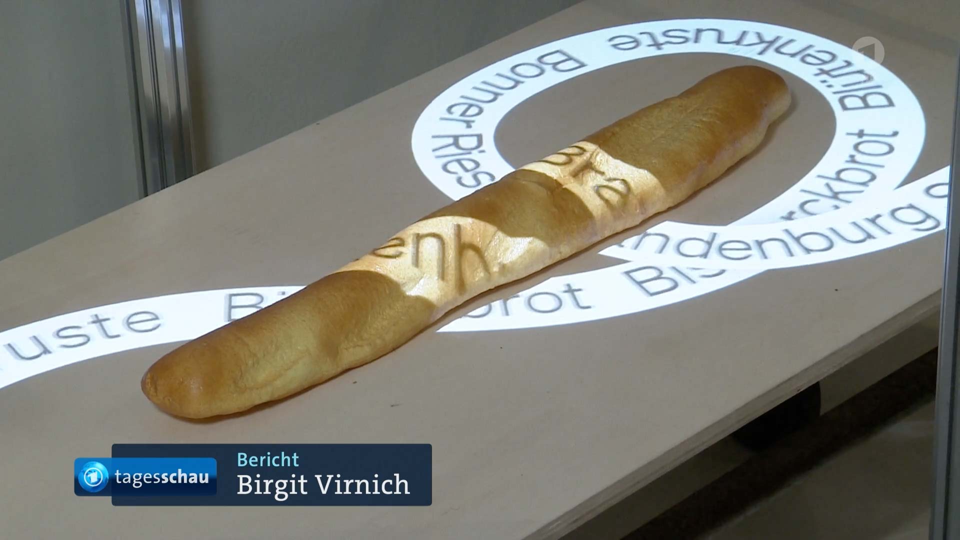 words are projected onto a baguette