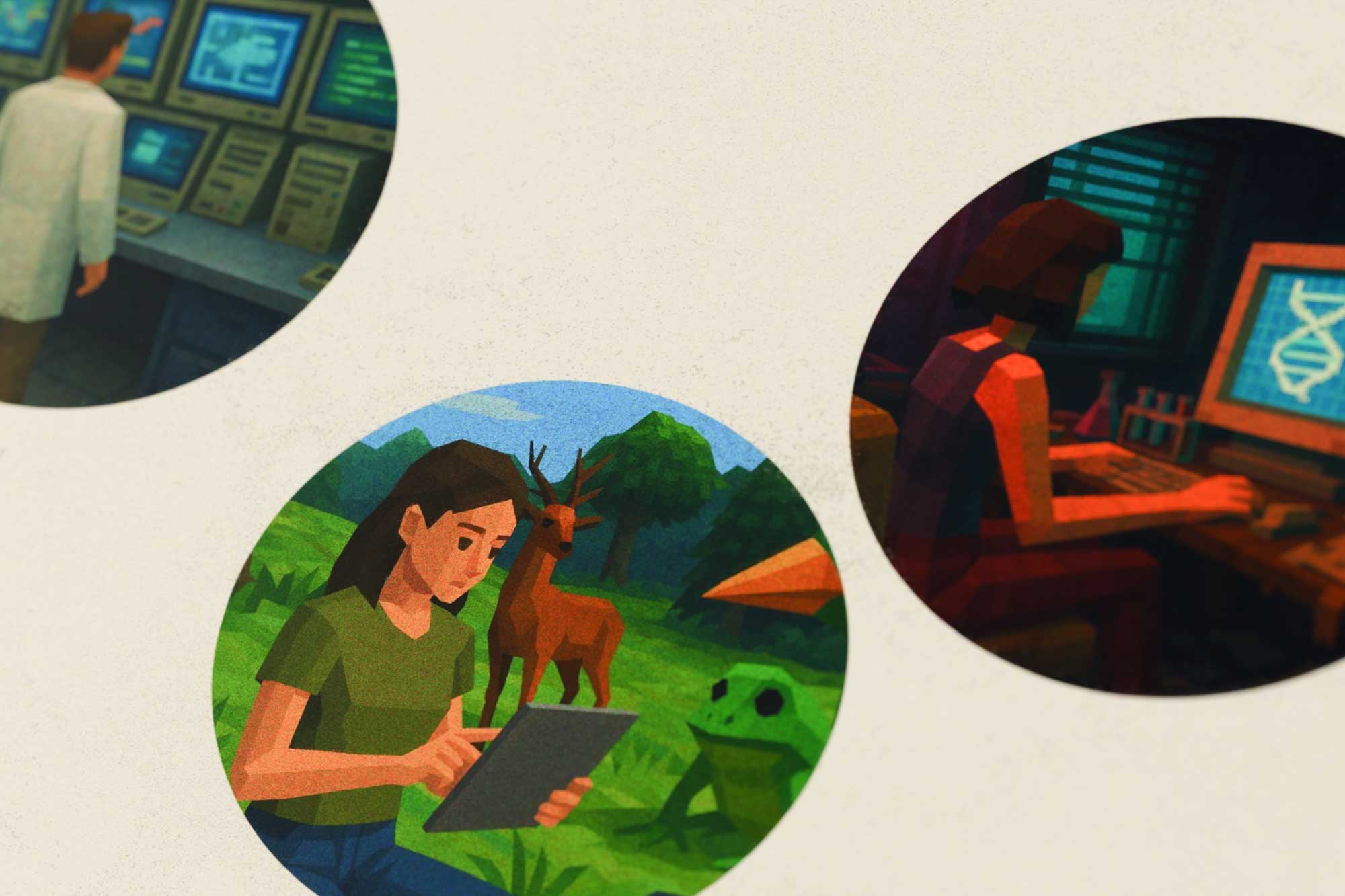 A presentation slide depicting the 3 world scenarios used in the workshop.